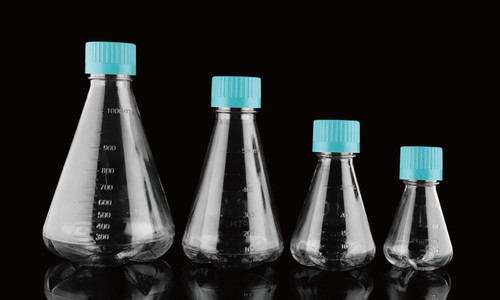 500ml erlenmeyer flask vent cap baffled bottom polycarbonate sterile 